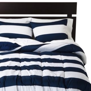 Room Essentials Rugby Comforter   Blue/White (Full/Queen)