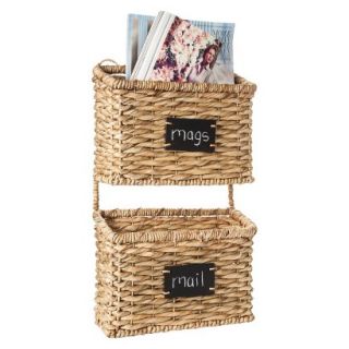 Smith & Hawken Woven Wall Organizer with 2 Baskets and Chalkboard Labels