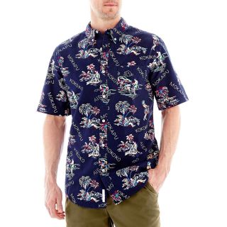 St. Johns Bay St. John s Bay Short Sleeve Printed Tropical Shirt, Indigo