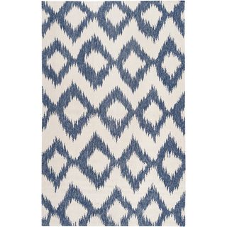Hand woven Penticton Blue Wool Rug (9 X 13)