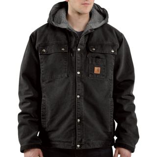Carhartt Sandstone Hooded Multi Pocket Sherpa Lined Jacket   Black, 4XL, Model