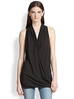 James Perse Draped Crossover Front Cotton Tank