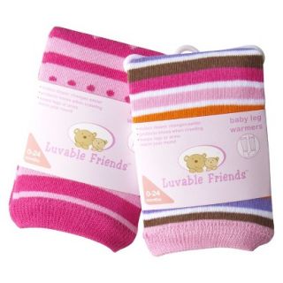 Luvable Friends Infant Girls 2 Pack Stripe Leg Warmers   Pink 0 24 M