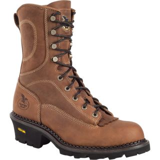 Georgia 9In. Comfort Core Logger Work Boot   Crazy Horse Tan, Size 10 1/2 Wide,