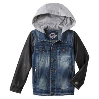 Urban Republic Boys Hooded Jean Jacket w/ Faux Leather Sleeves   Blue 4T