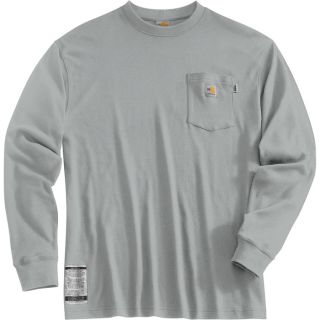 Carhartt Flame Resistant Long Sleeve T Shirt   Light Gray, Medium, Regular