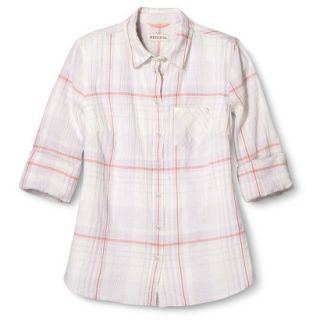 Merona Womens Favorite Button Down Gauze Shirt   Spring Lilac/Moxie Peach   S