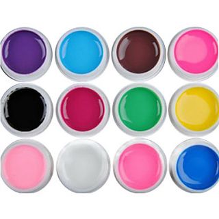 12PCS Mixs Pure Color UV Color Gel for Manicure Nail Tips(8ml)