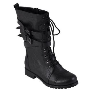 Womens Journee Collection Wrap Buckle Detail Combat Boots   Black 10