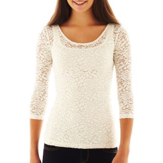 Decree Long Sleeve Lace Shirt, Snowdrift