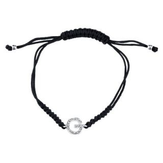 Silver Plated Crystal Wrap Bracelet with Initial G   Black