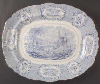 Ridgway (Ridgways) Oriental (Blue, Gold Trim) 17 Oval Serving Platter, Fine Chi