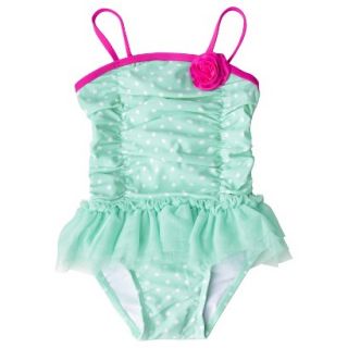 Circo Infant Toddler Girls 1 Piece Tutu Swimsuit   Green 3T