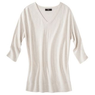 Mossimo Womens 3/4 Sleeve V Neck Value Sweater   Oatmeal Heather L