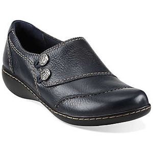 Clarks Womens Ashland Alpine Navy Tumble Shoes, Size 8.5 W   62921