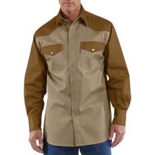 Carhartt Ironwood Snap Front Twill Work Shirt   Khaki/Brown, Large, Model S209
