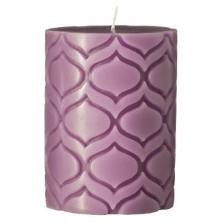 Melt Light Pink 3x4 Carved Pillar Candle TeaRose & Peony