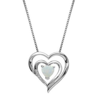 Sterling Silver Double Framed Created Opal with White Topaz Accent Heart