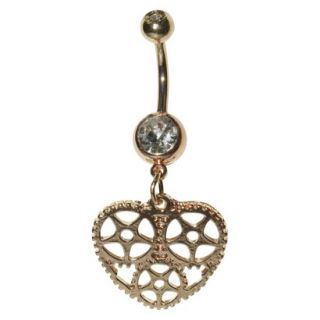 Womens Supreme Jewelry Curved Barbell Belly Ring with Stones   Gold/Clear