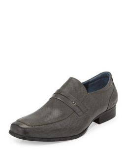 Later Date Perforated Leather Loafer, Gray