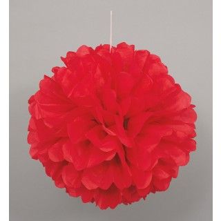 Red Hanging Puff Ball