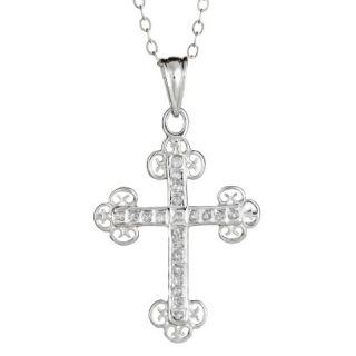 Sterling Silver Pendant Necklace with Diamond Accents   White