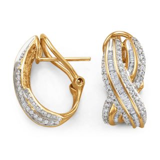3/4 CT. T.W. Diamond X 10K Yellow Gold Earrings, Yellow/Gold, Womens