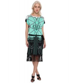 Versace Collection Fringe Hem Printed Dress Womens Dress (Multi)
