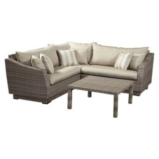 Cannes 4 Piece Wicker Patio Sectional Conversation Furniture Set   Grey