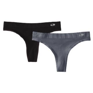 C9 by Champion Womens Active Seamless Thong 2 Pack   Black/Military Blue L