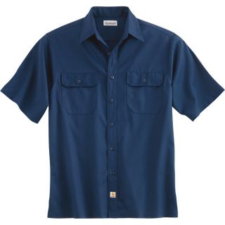 Carhartt Short Sleeve Twill Work Shirt   Navy, 2XL, Regular Style, Model S223