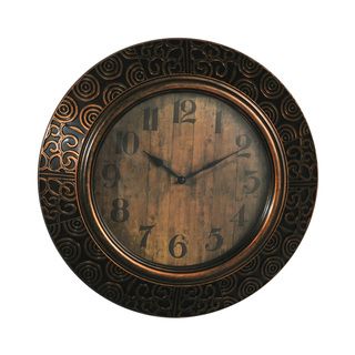 Elements 16 inch Bronze Embossed Wall Clock