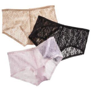 Hanes Womens Premium 3 Pack All Over Lace Boyshort NL49P3   Assorted