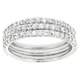 Sterling Silver Cubic Zirconium Stackable Eternity Ring Set   Silver (8)