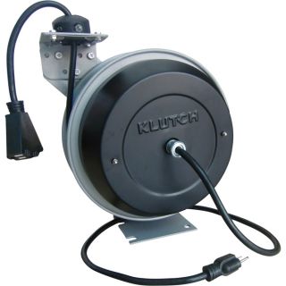 Klutch Retractable Cord Reel   50 ft., 15 Amp, 12/3 Capacity, Includes Cord