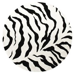 Nuloom Handmade Animal Pattern Black/ivory Zebra Wool Rug (6 Round)