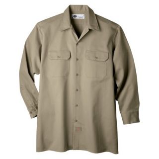 Dickies Mens Relaxed Fit Heavy Weight Cotton Work Shirt   Khaki L Tall