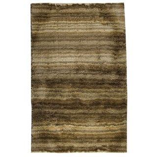 Hand woven Delh Beige Polyester Rug (5 X 8)