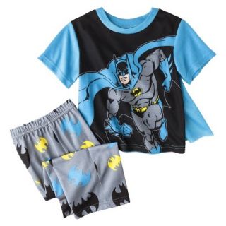 Batman Toddler Boys 2 Piece Short Sleeve Pajama Set w/ Cape   Blue 2T