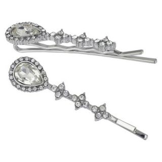 Social Gallery by Roman Bobby Pin with Teardrop Crystal   Silver/Clear