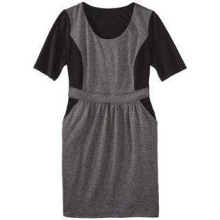 Mossimo Womens Plus Size Elbow Sleeve Ponte Dress   Black/White 2