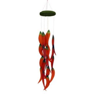 Red Hot Chiles Glass and Wood Wind Chime