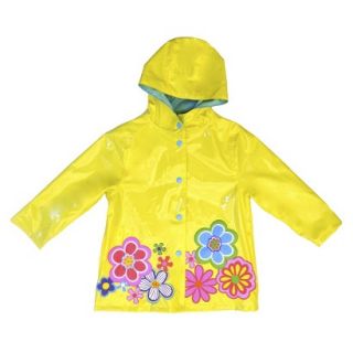 Raindrops Infant Toddler Girls Floral Raincoat   Yellow 2T