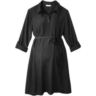 Merona Maternity Rolled Sleeve Shirt Dress   Black M