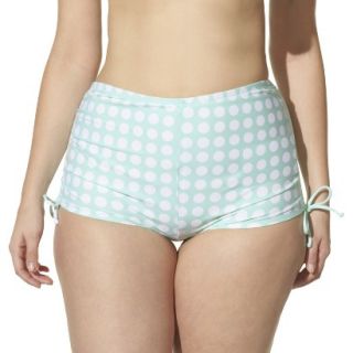 Womens Plus Size Side Tie Swim Shorts   Green Mint/White 16W
