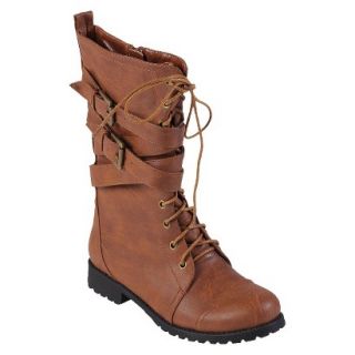 Womens Journee Collection Wrap Buckle Detail Combat Boots   Camel 7