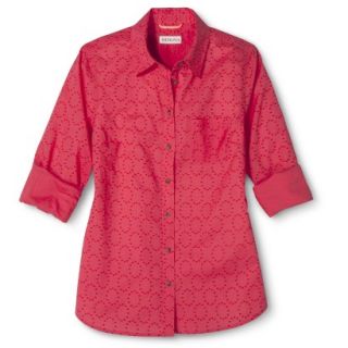 Merona Womens Favorite Button Down Shirt   Blazing Coral   XXL
