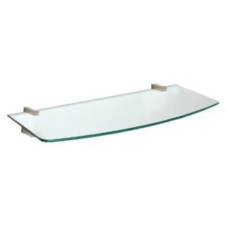 Wall Shelf Convex Clear Glass Shelf With Cuadro Stainless Steel Supports   31.