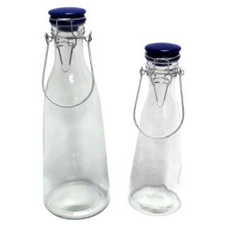 Threshold Glass Water Bottle Set of 2   Dark Blue/Clear