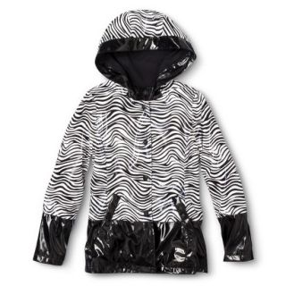 Dollhouse Girls Zebra Stripe Raincoat   Black 10 12
